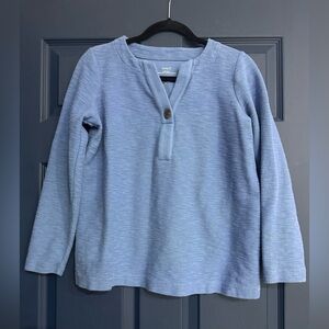 Blue, Pure Jill Textured Organic Cotton One-Button Top - Size XS